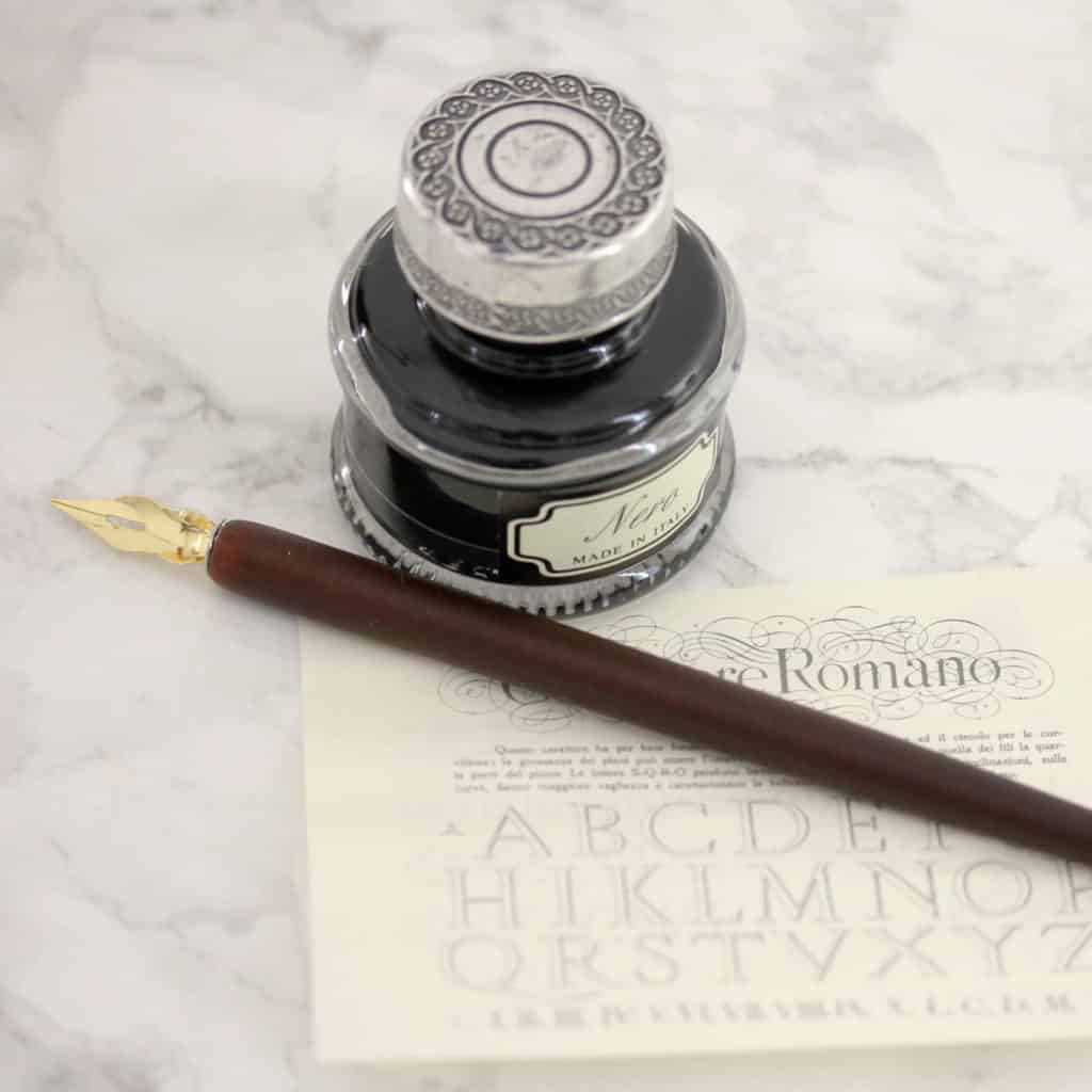 Calligraphy Wooden Pen,Ink,Nib,Holder Black Gift Box