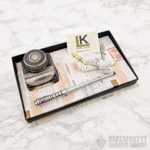 Pewter Calligraphy Pen & Large Ink Bottle with Pen Holder