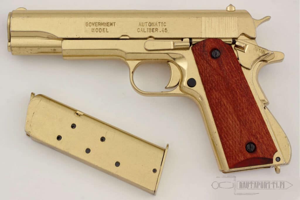 Golden Colt M1911A1 with Wooden Handle, USA 1911 - Irongate Armory