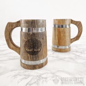 Wooden Tankard with Tree of Life