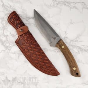 Hunting Knife with Embossed Leather Sheath