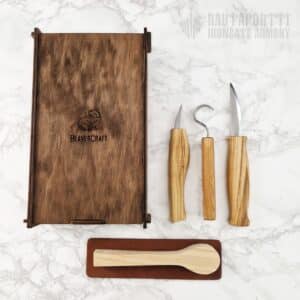 Spoon Carving Set in Giftbox -3 knives & Spoon Blank