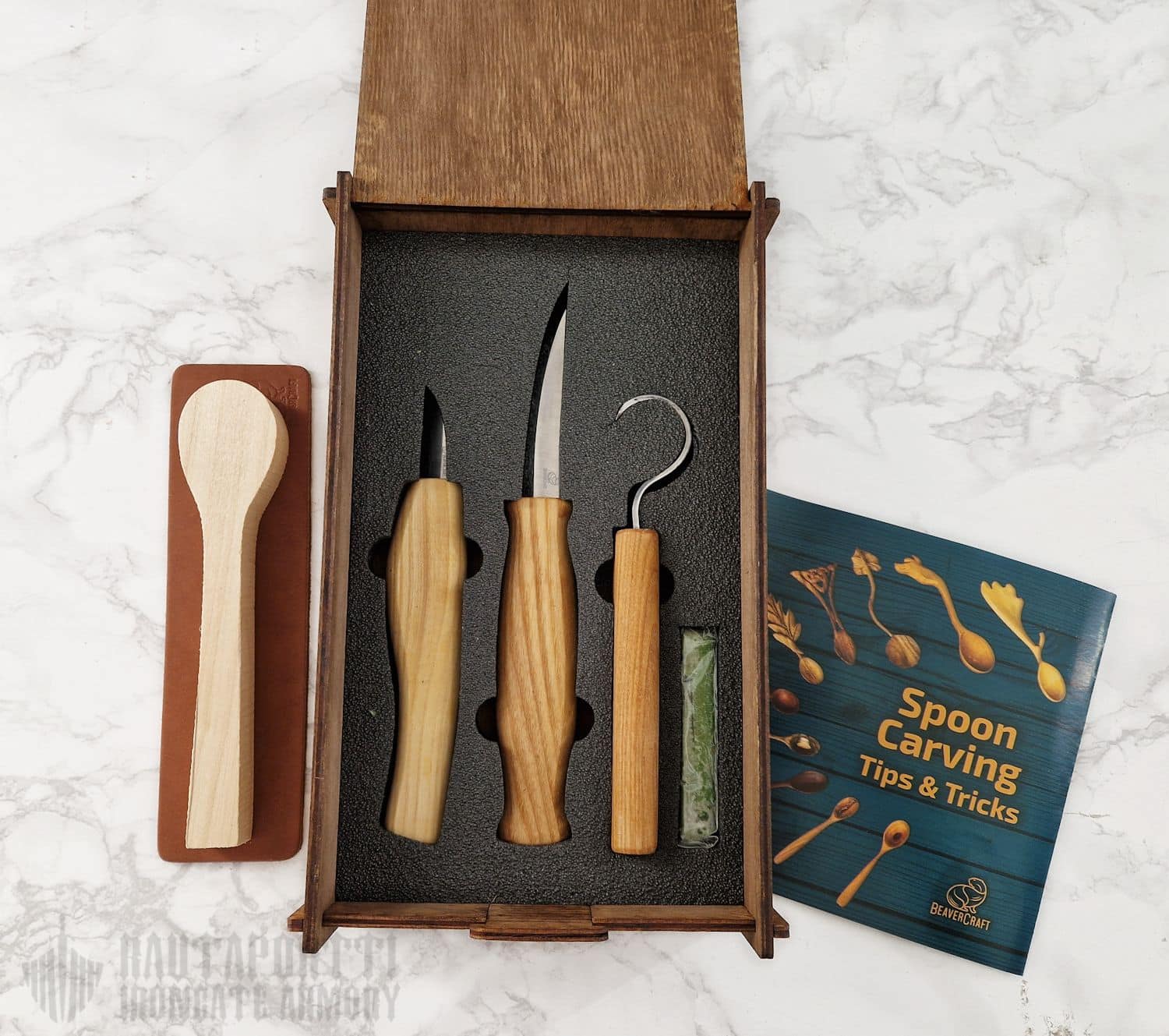 Spoon Carving Set in Giftbox -3 knives & Spoon Blank - Image 5