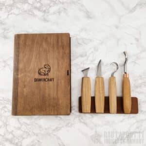 Spoon Carving Set of 4 Tools in Book Case