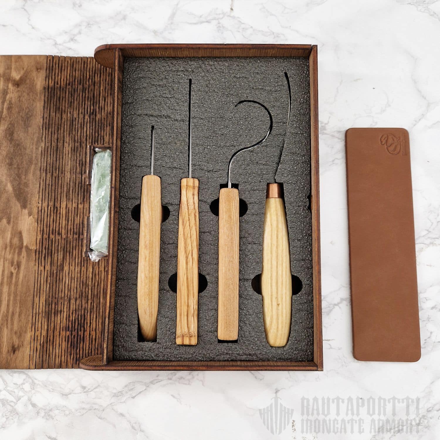 Spoon and Kuksa Carving Set - 4 Tools in Book Case - Image 4