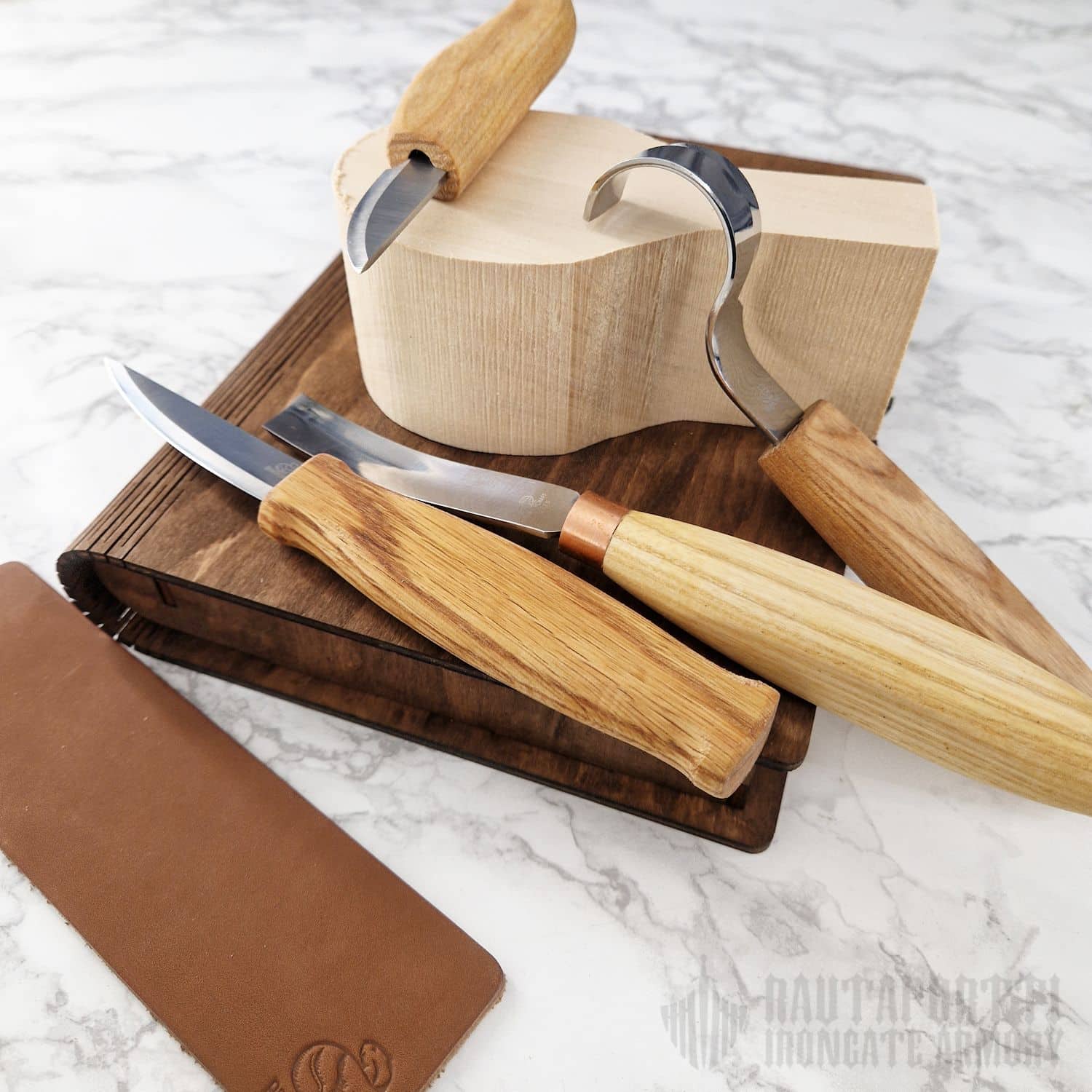 Spoon and Kuksa Carving Set - 4 Tools in Book Case - Image 2