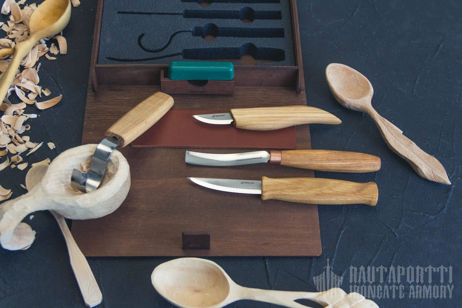 Spoon and Kuksa Carving Set - 4 Tools in Book Case - Image 5